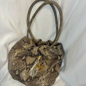 Michael Kors faux snake skin print shoulder bag with gold hardware